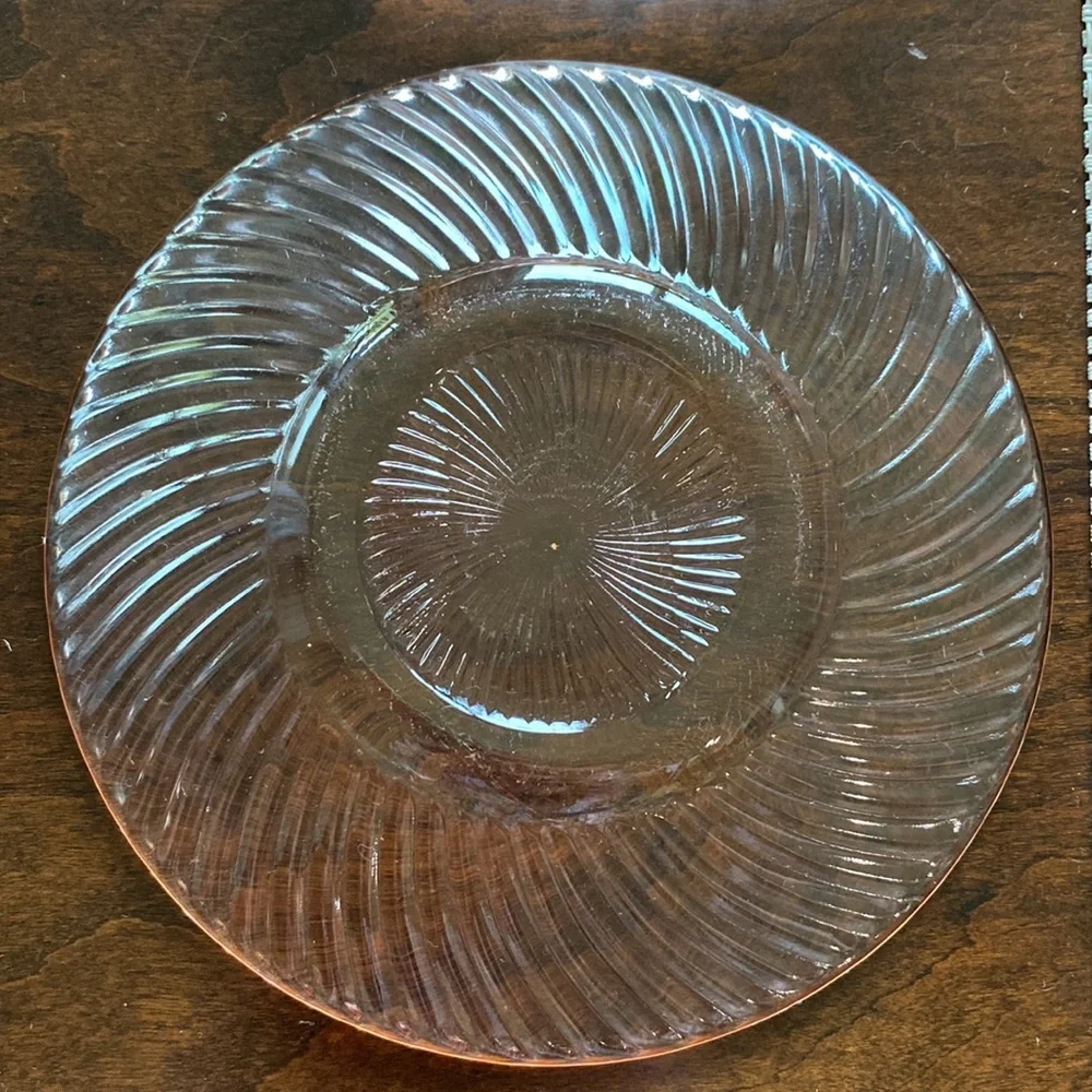 Vintage Set Of 8 Federal Glass “Diana” Pink Saucers!